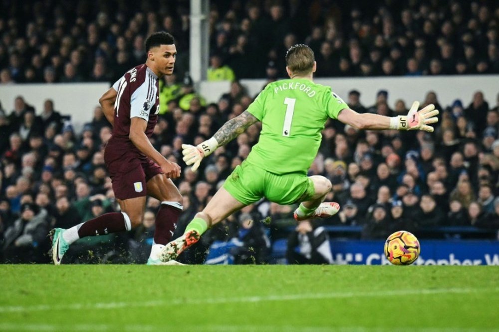 Ollie Watkins fired Aston Villa in front at Everton. AFP