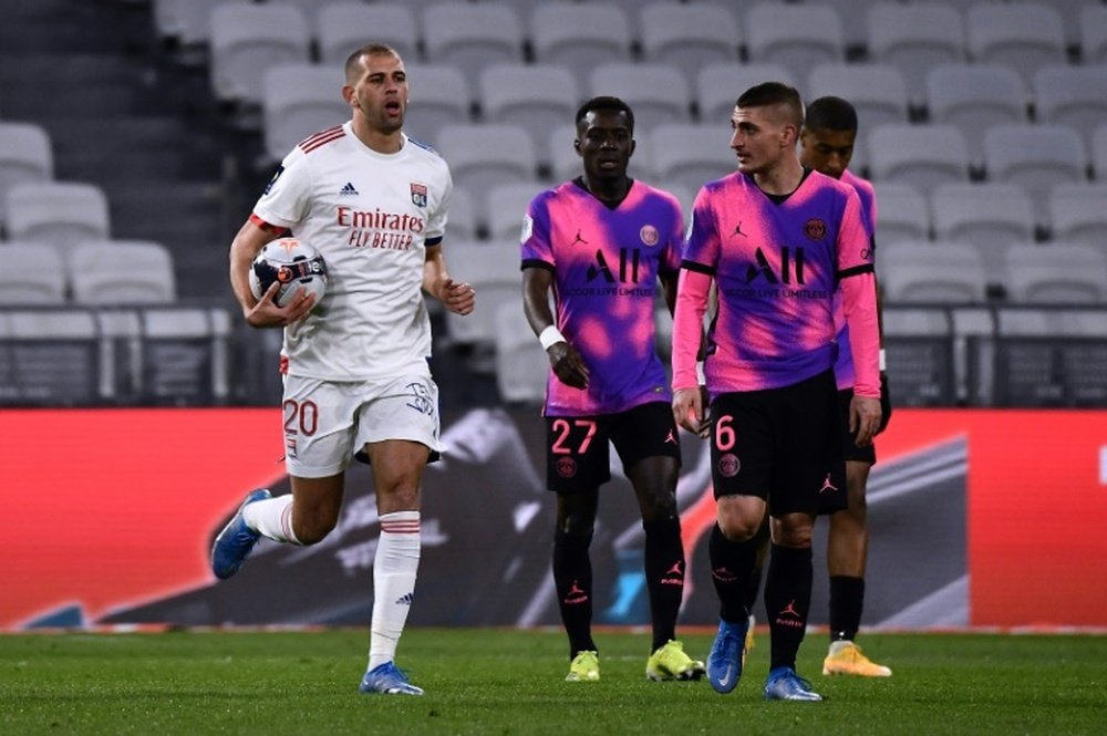 VIDÉO : le premier but de Slimani avec Lyon en Ligue 1. AFP