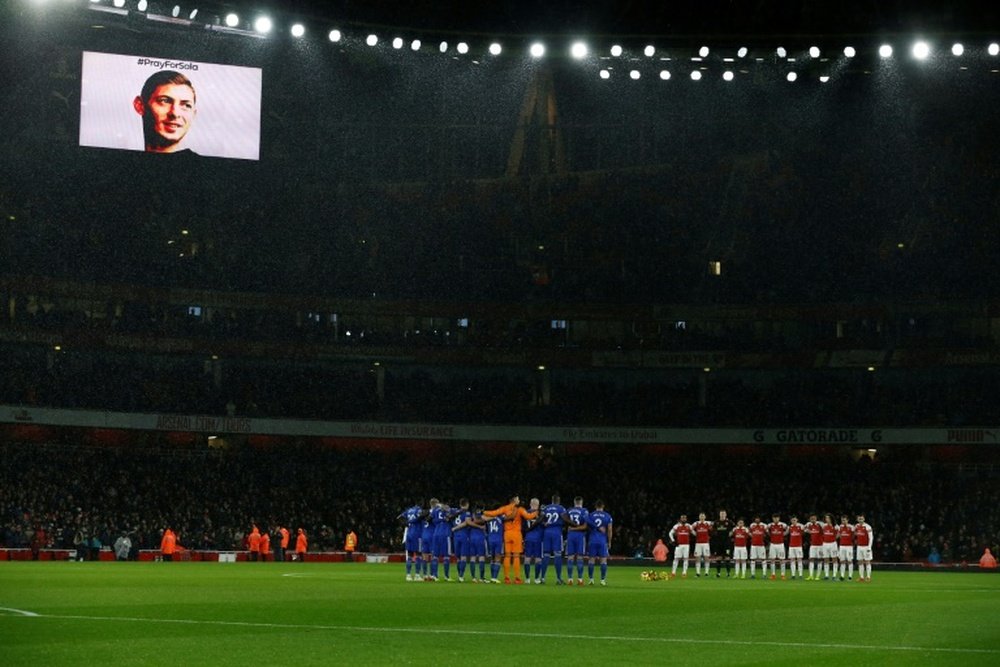 A moment's silence was held before the match in honour of the missing Argentinian. AFP