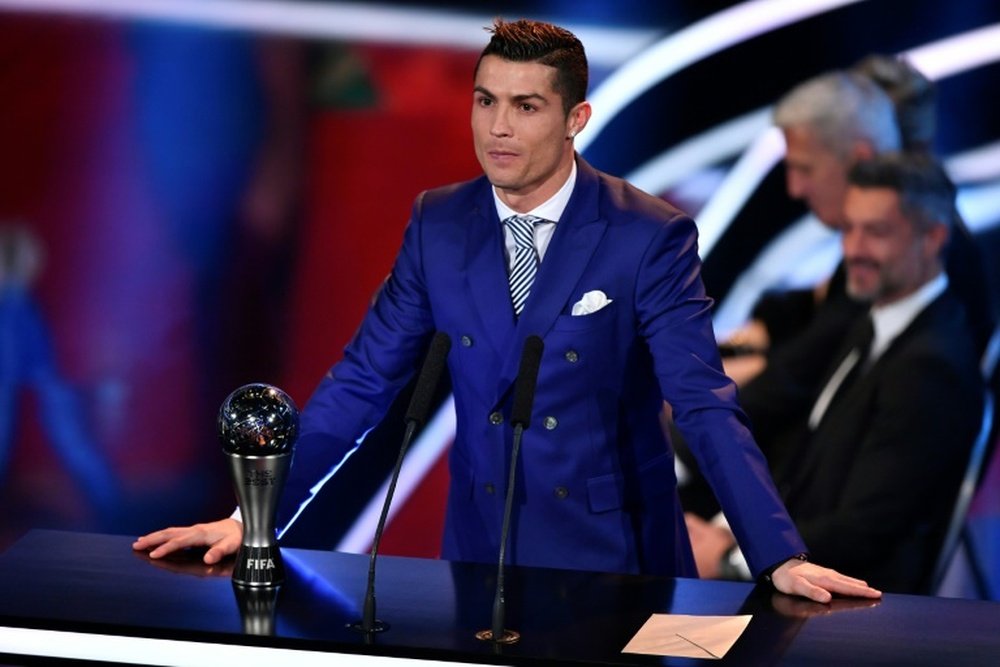 Cristiano Ronaldo during the FIFA Best Player ceremony. AFP