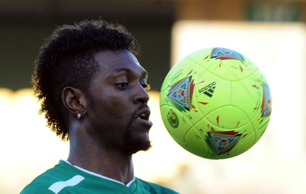 L'attaquant togolais Emmanuel Adebayor lors d'un entraînement avec sa sélection nationale. AFP