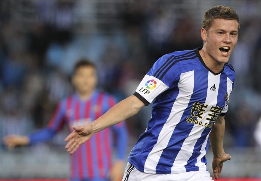 El delantero islandés de la Real Sociedad Alfred Finnbogason. EFE/Archivo