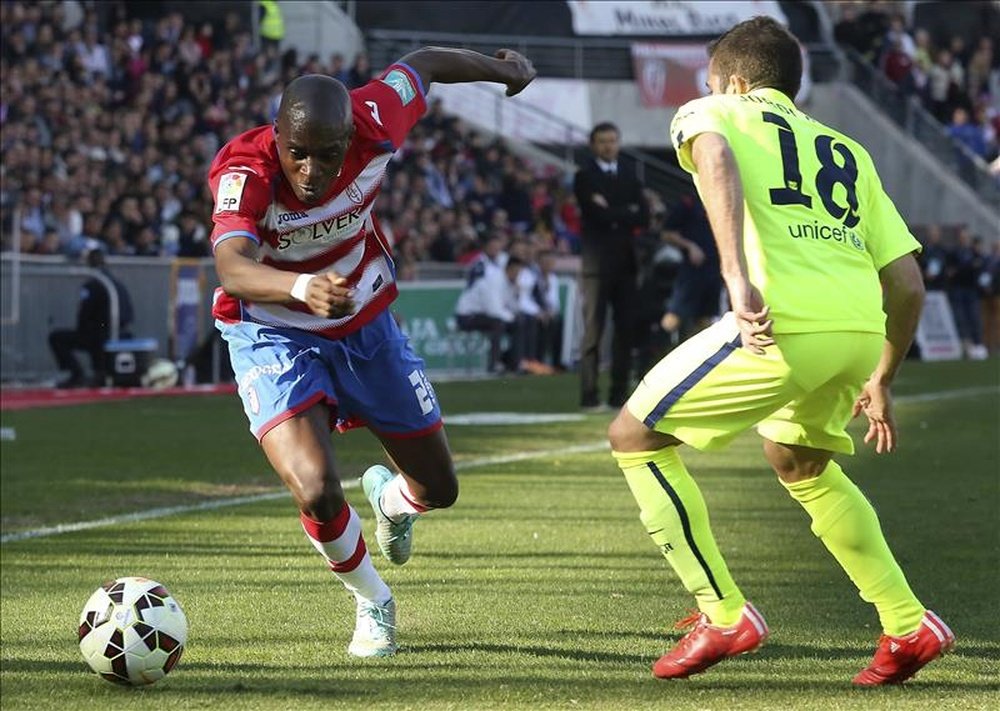 Allan Nyom, currently a West Brom player, during a match with former club Granada. EFE