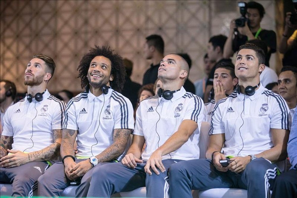(Izq-dcha) Los jugadores del Real Madrid Sergio Ramos, Marcelo, Pepe y Cristiano Ronaldo. EFE