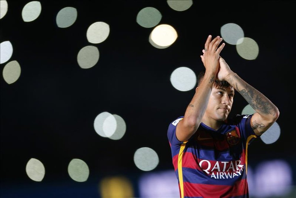 Neymar during the presentation of Barca players at the start of the season