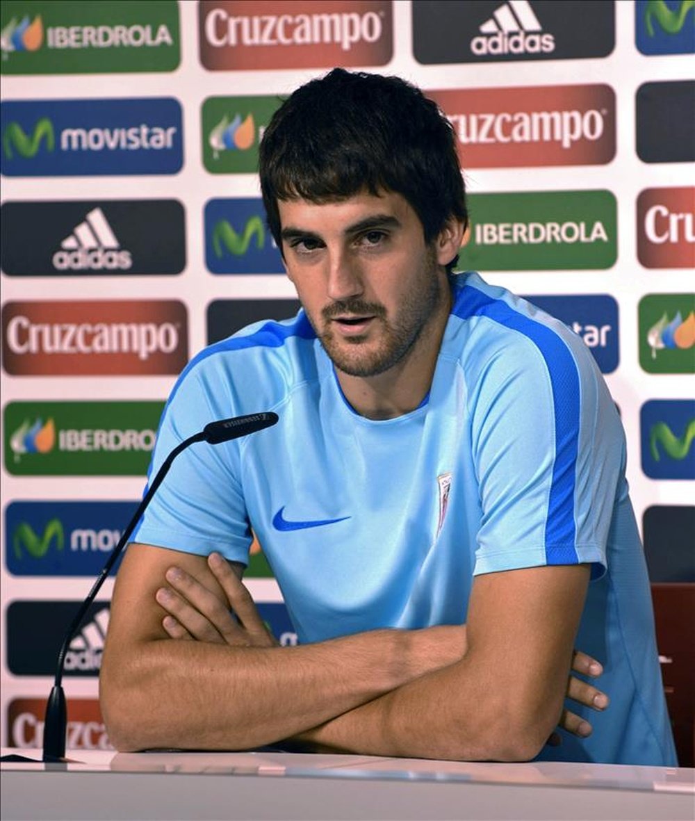 Mikel San José, during a press conference. EFE
