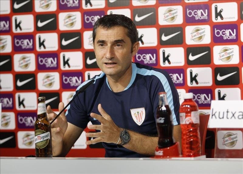 El entrenador del Athletic Club, Ernesto Valverde, en rueda de prensa. EFE