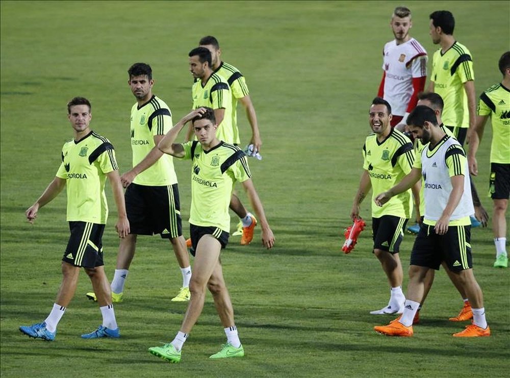 Los jugadores de la selección española durante un entrenamiento. EFE/Archivo