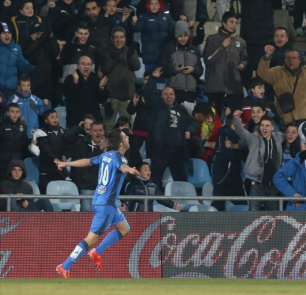 El jugador del Getafe Sarabia celebra tras marcar un gol. EFE/Archivo