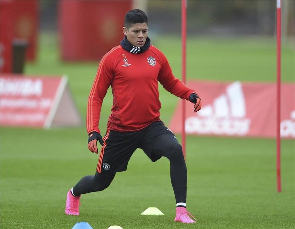 Rojo in training for Manchester United. EFE