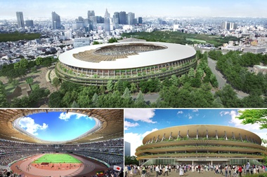 Fotografía facilitada por el Consejo de Deportes de Japón (JSC) de los dos proyectos finalistas seleccionados para la construcción del estadio para los Juegos Olímpicos de Tokio 2020, de los cuales se elegirá uno que se convertirá en la sede principal del evento deportivo. EFE