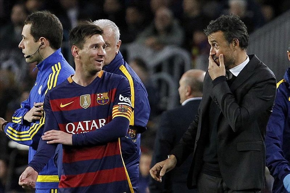 Luis Enrique adorou o gol de Messi ao Real Madrid. EFE