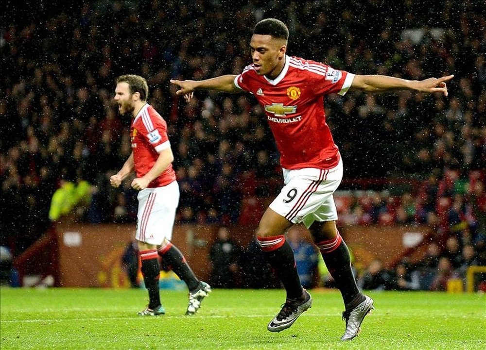 Martial celebra un gol con el Manchester United. AFP