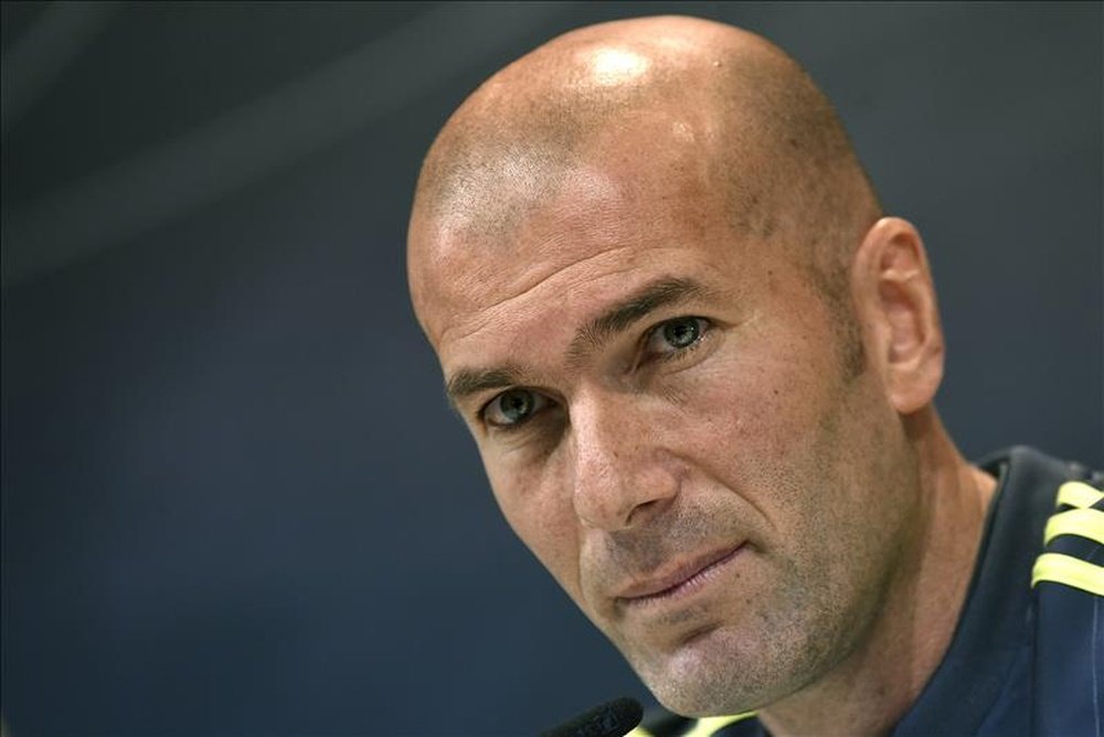 L'entraîneur du Real Madrid, Zinedine Zidane, lors d'une conférence de presse. AFP