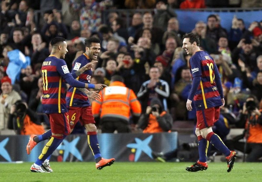 Lionel Messi, Neymar e Dani Alves viveram grande parceria no Barcelona. EFE