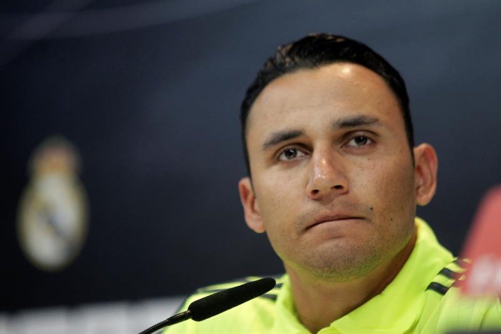 Le gardien du Real Madrid Keylor Navas en conférence de presse. EFE