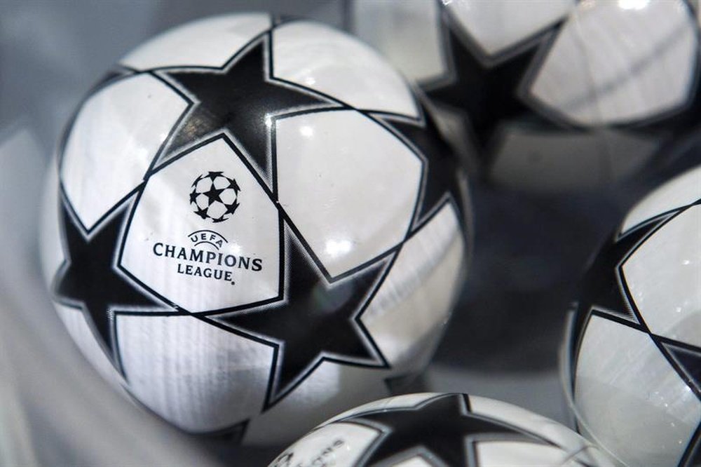 Balls used for the Champions League draw. UEFA