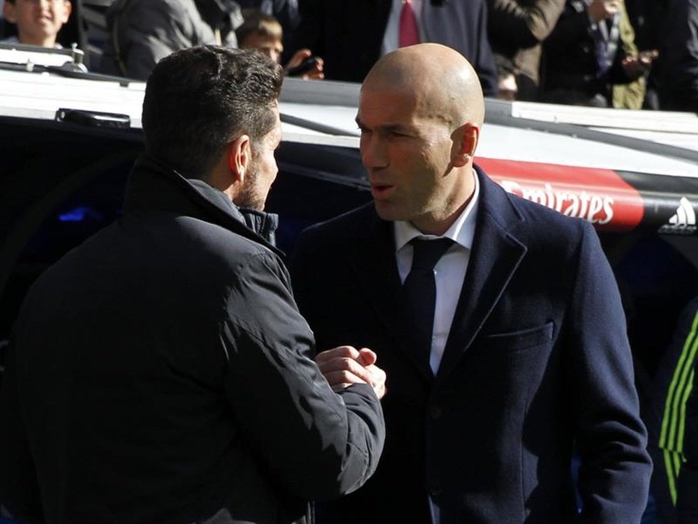 Zidane elogiou o técnico do Atlético de Madrid, Diego Simeone. EFE/Archivo