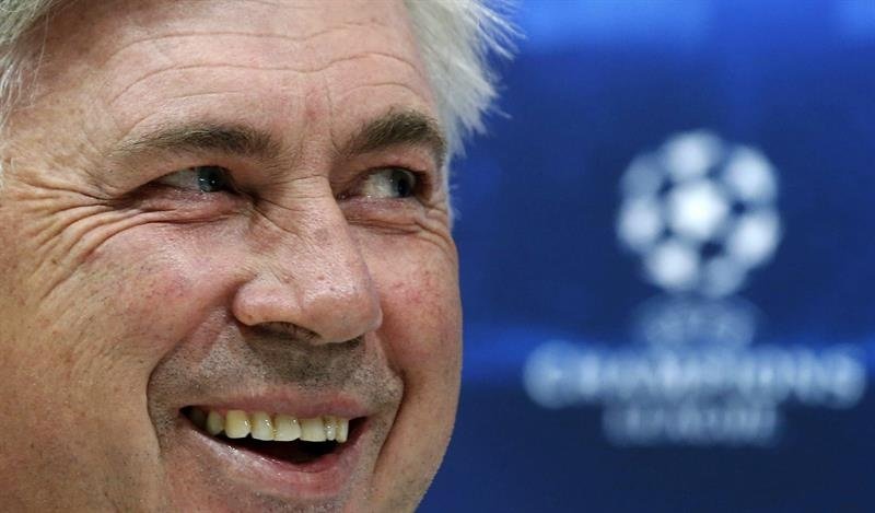 Ancelotti at his frist press conference. AFP