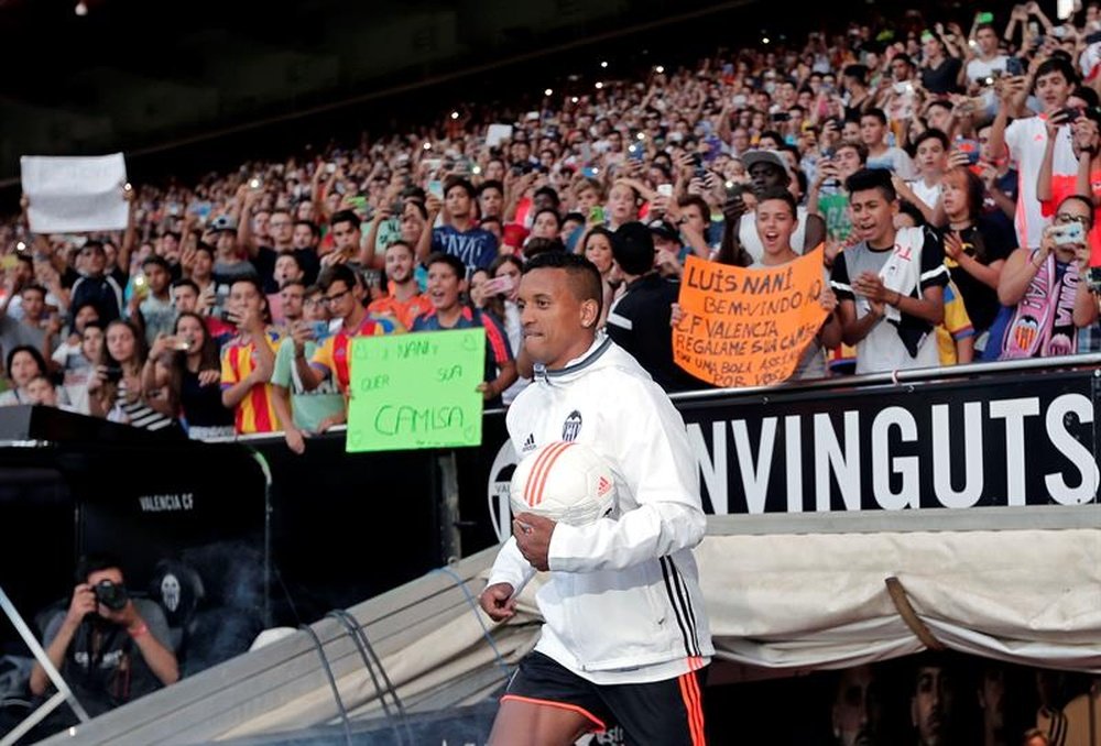 Nani during his presentation. AFP
