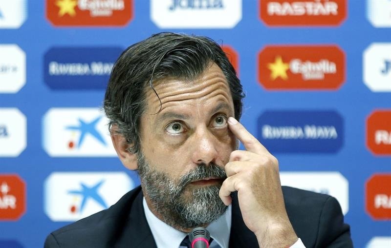El técnico del Espanyol descontento tras perder dos puntos ante el Málaga. EFE