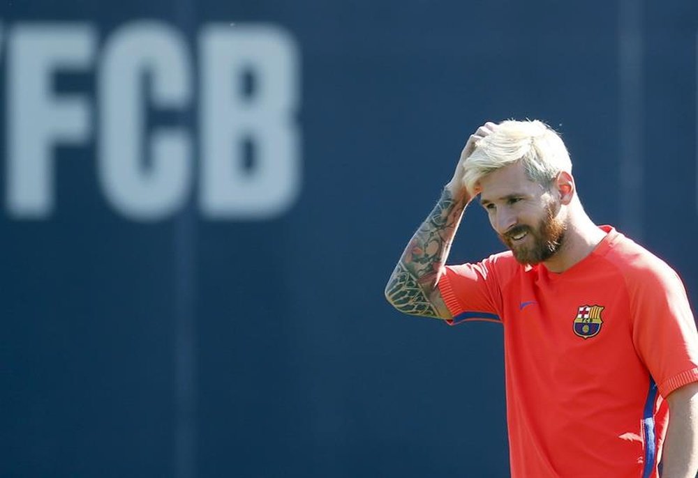 La star du Barça Lionel Messi à l'entraînement. EFE