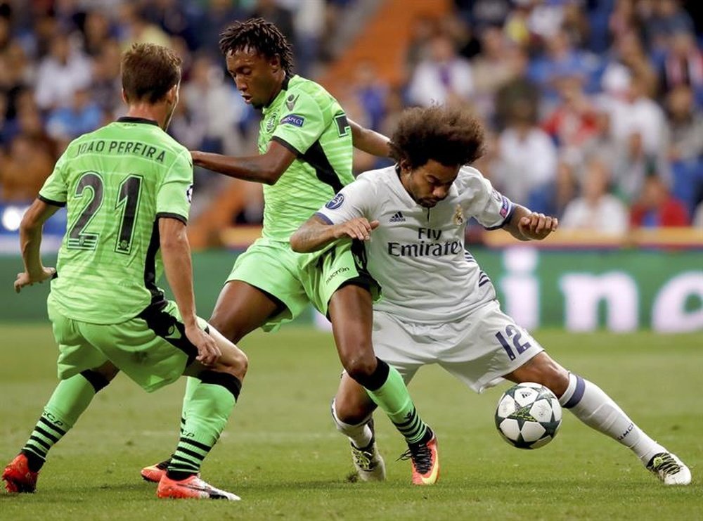 El portugués dejó su huella en el Bernabéu. EFE