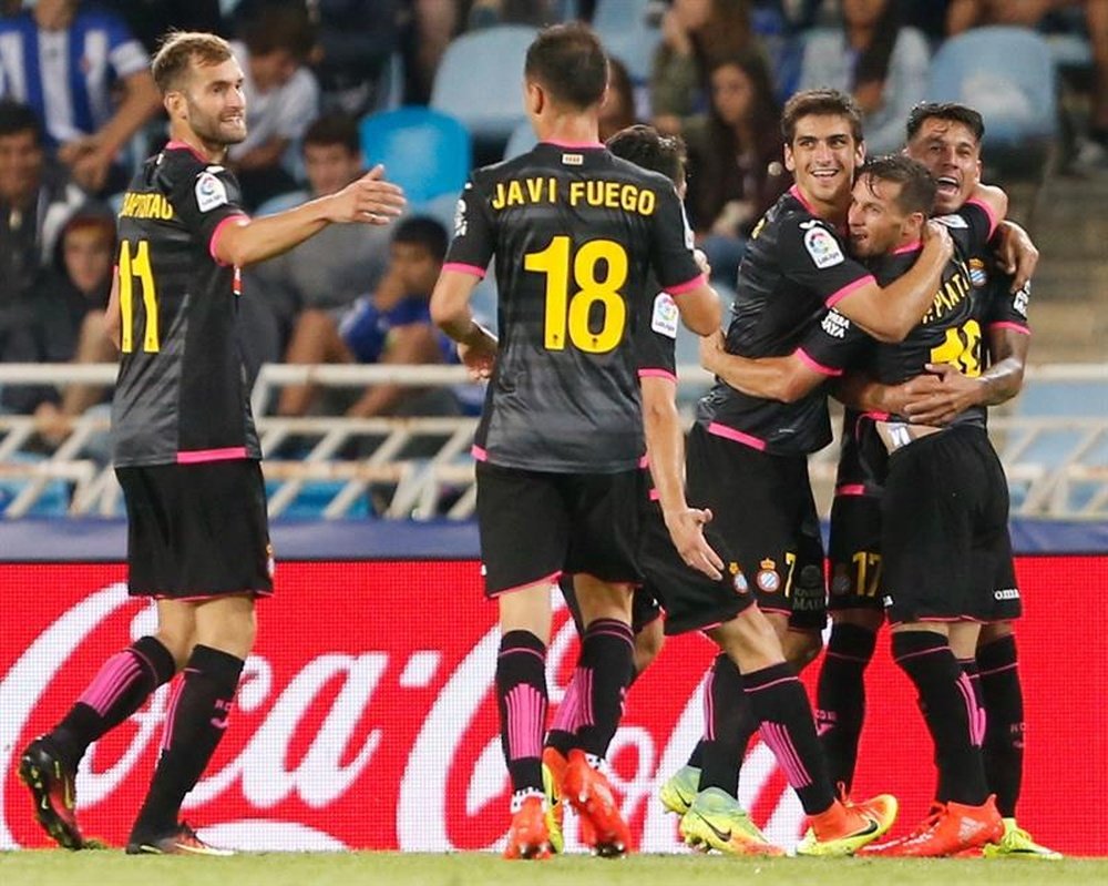 Los jugadores del Espanyol celebran un gol durante un partido. EFE/Archivo