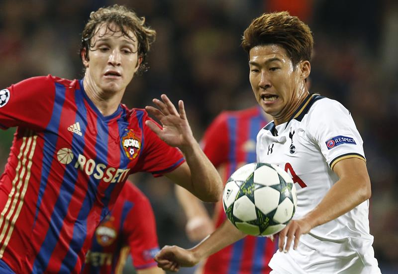 Son, en un partido de Champions con el Tottenham