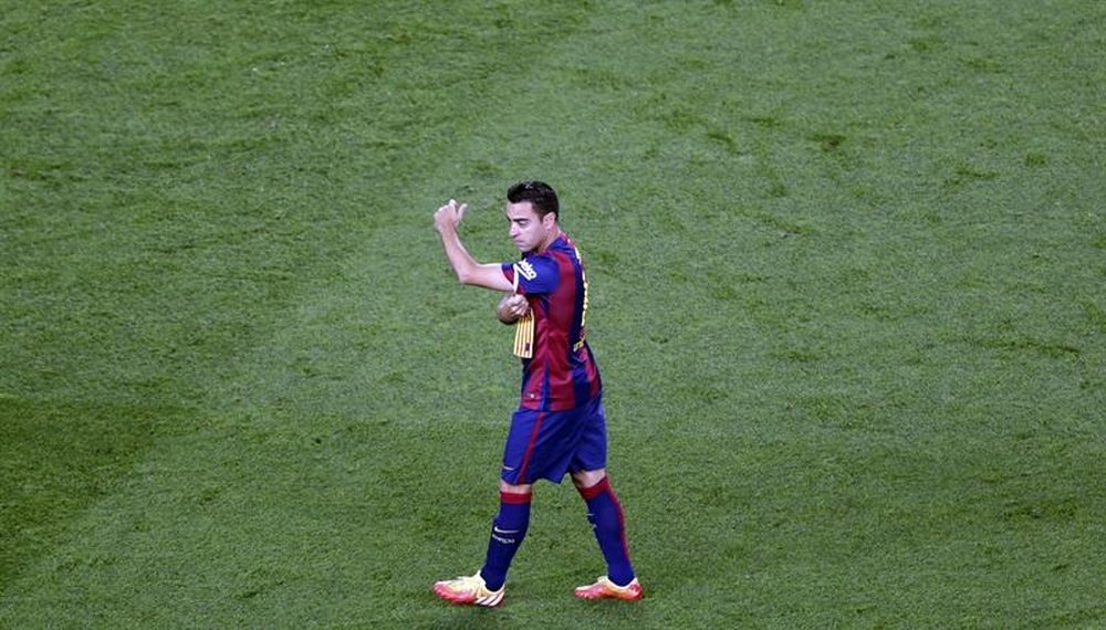 L'ancien capitaine et milieu de terrain du Barça, Xavi Hernandez, lors d'un match au Camp Nou. EFE