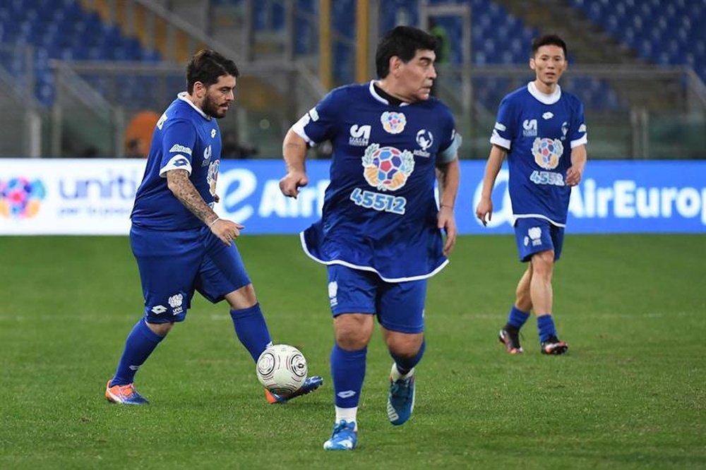 Maradona Jr. recordó la figura de su padre. EFE