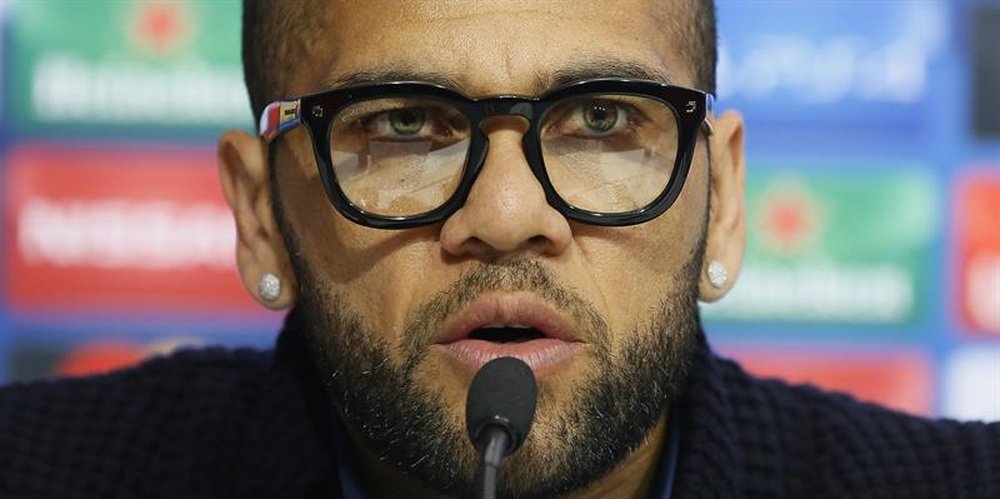 Dani Alves at a press conference during his time at Barcelona. EFE