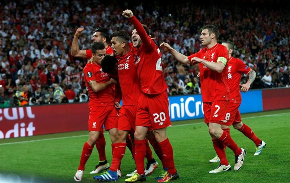 Liverpool celebrating a goal. EFE/Archivo