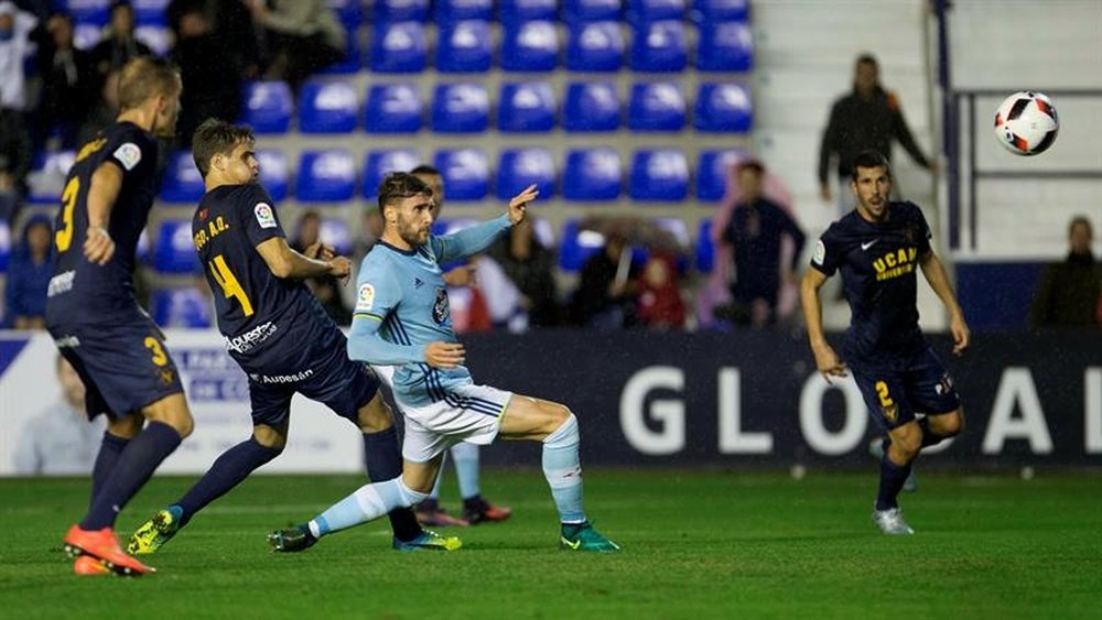 Sergi Gómez logró el único tanto del encuentro entre vigueses y murcianos. EFE