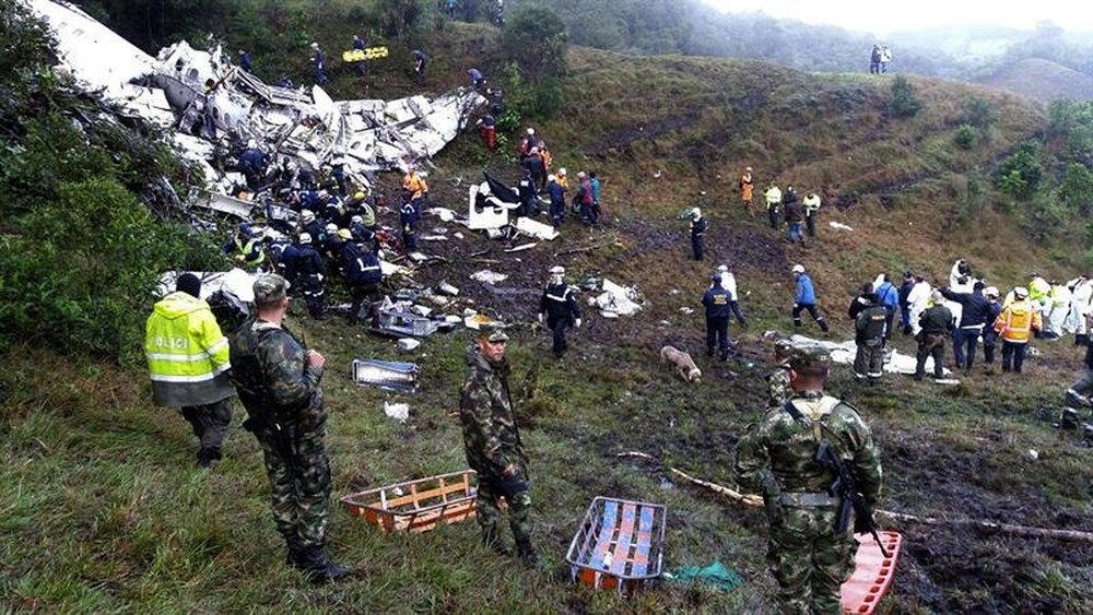 The plane carrying the Chapecoense team crashed just outside the city of Medellin, Colombia. EFE