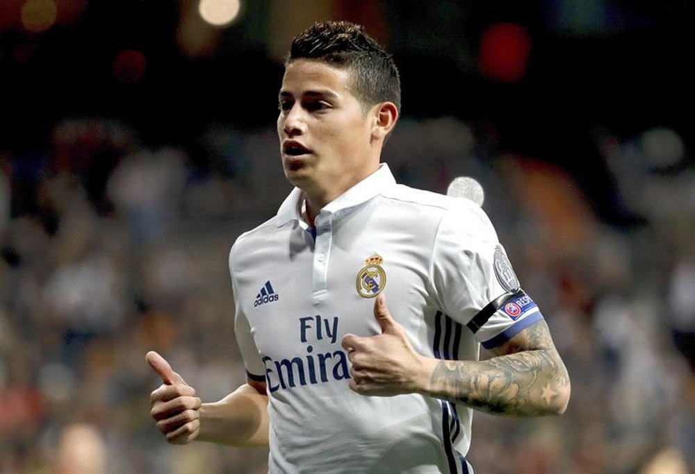 James Rodriguez with his thumbs up. AFP