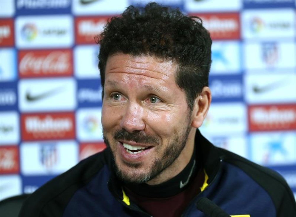 Simeone speaks at a press conference. AFP