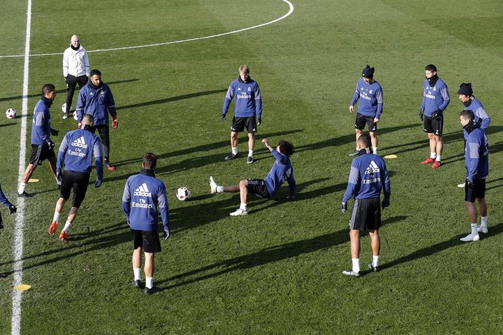 Real Madrid players preparing for the big game. EFE