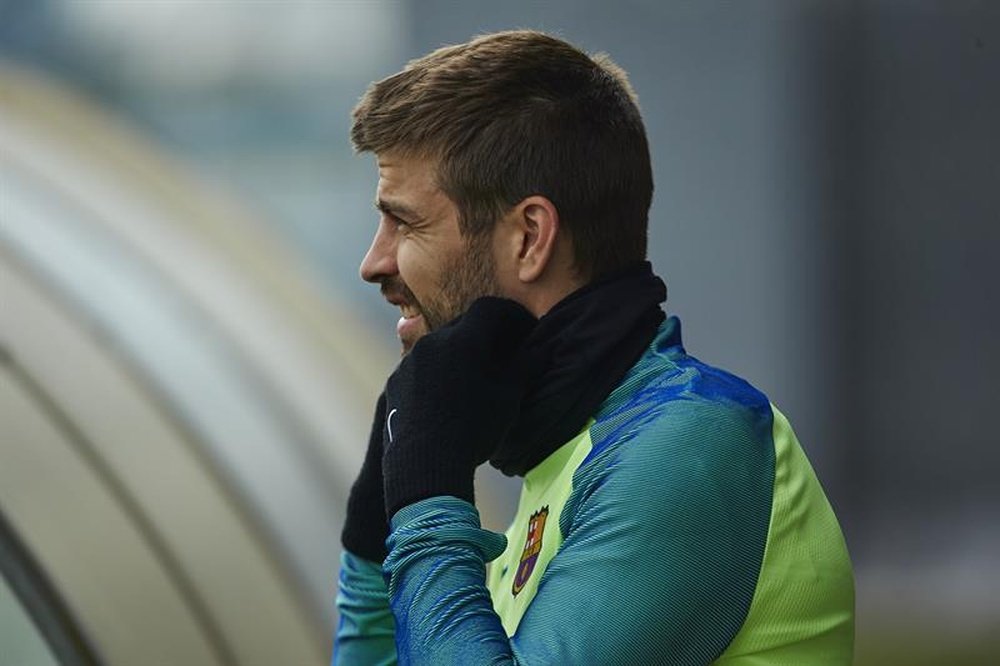 Gerard Pique during a training session with Barcelona. EFE