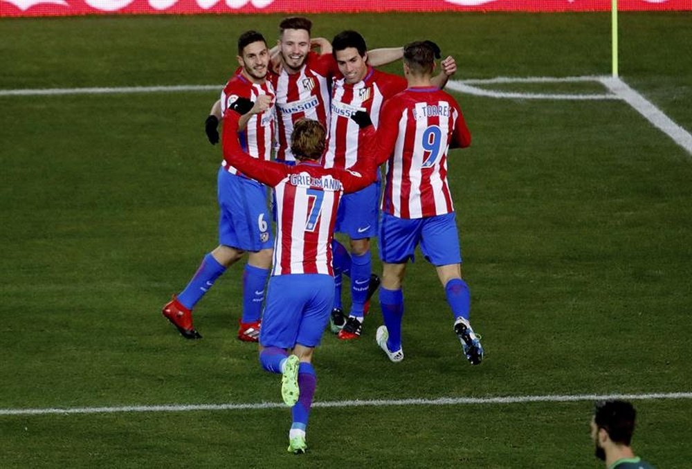 El Atlético sumó tres puntos capitales gracias al gol de Gaitán. EFE