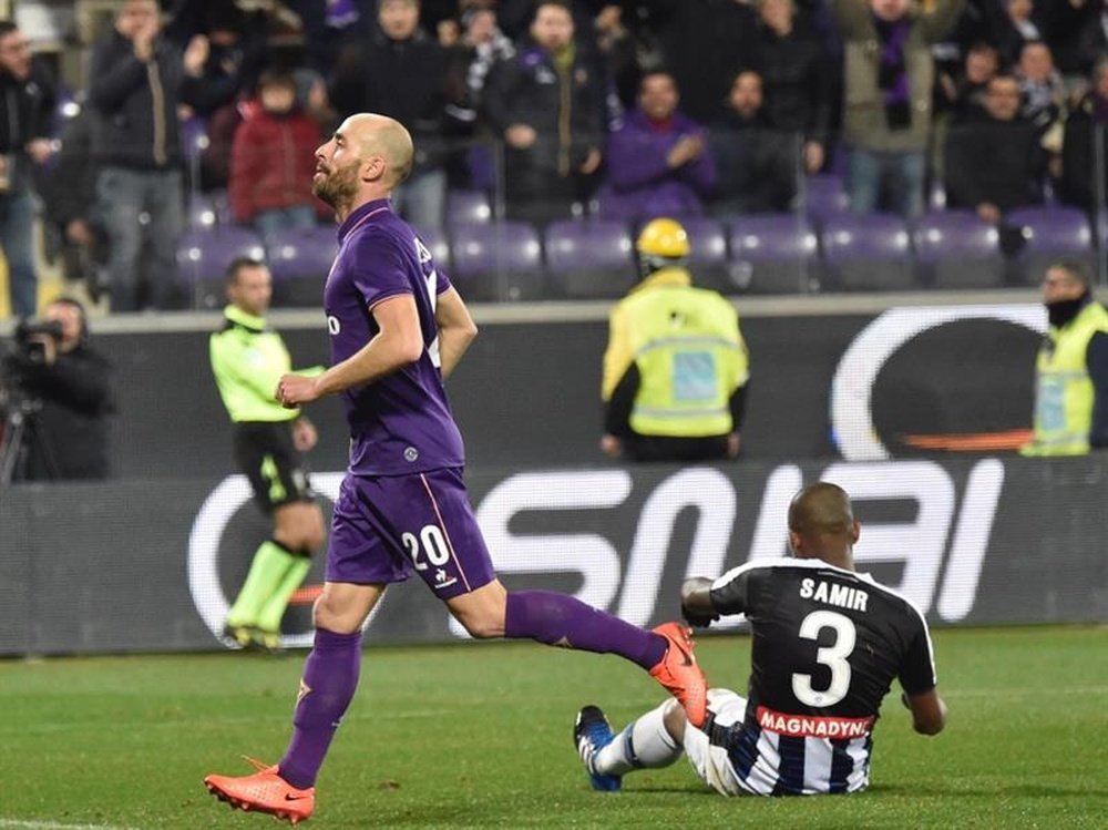 Borja Valero anotó hoy uno de los goles de la 'Viola' al Udinese. EFE/EPA