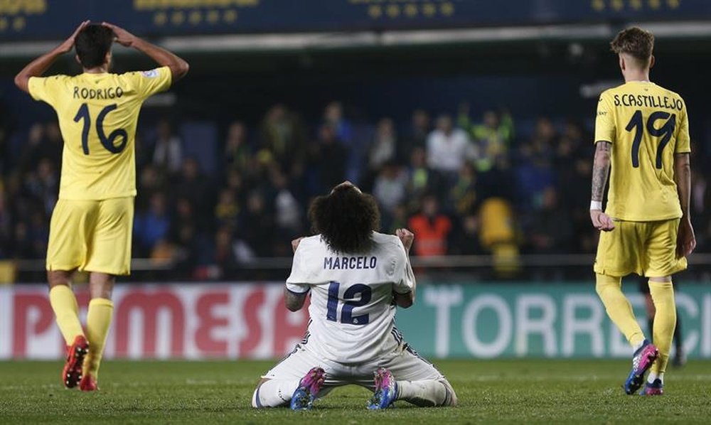Marcelo célèbre la victoire du Real Madrid face au Villarreal en Liga. EFE