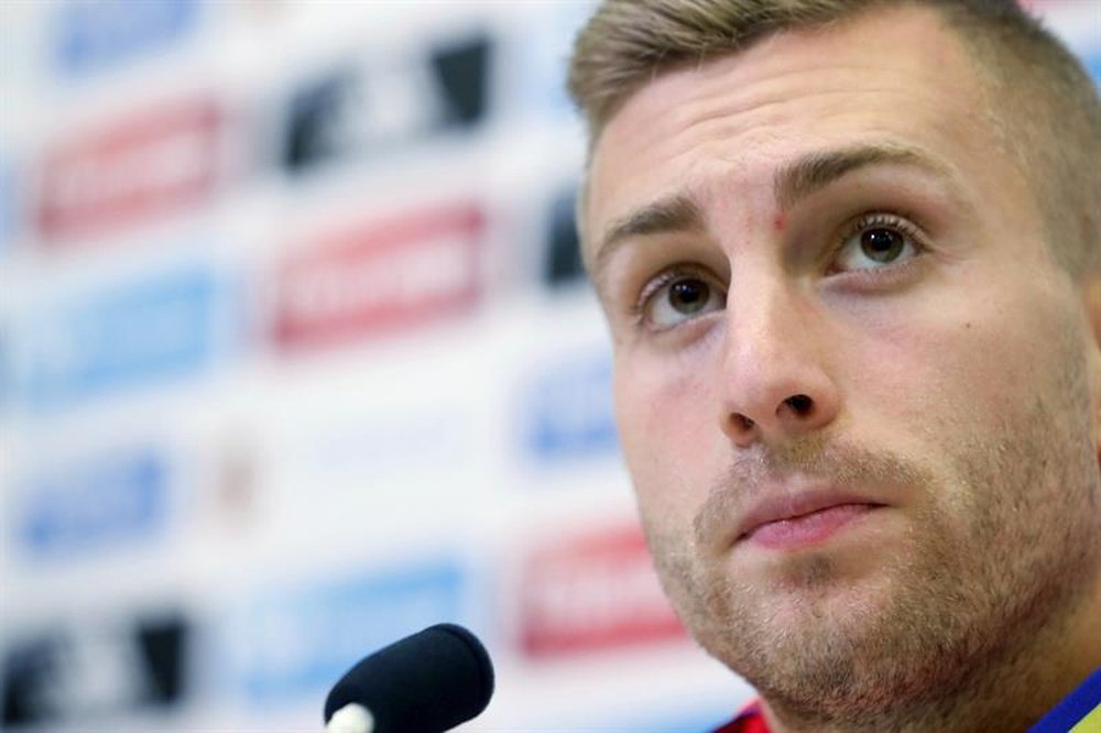 Gerard Deulofeu en conférence de presse. EFE