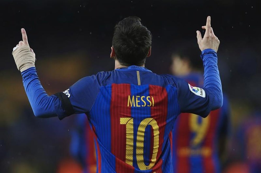 La dedicatoria especial de Messi. EFE