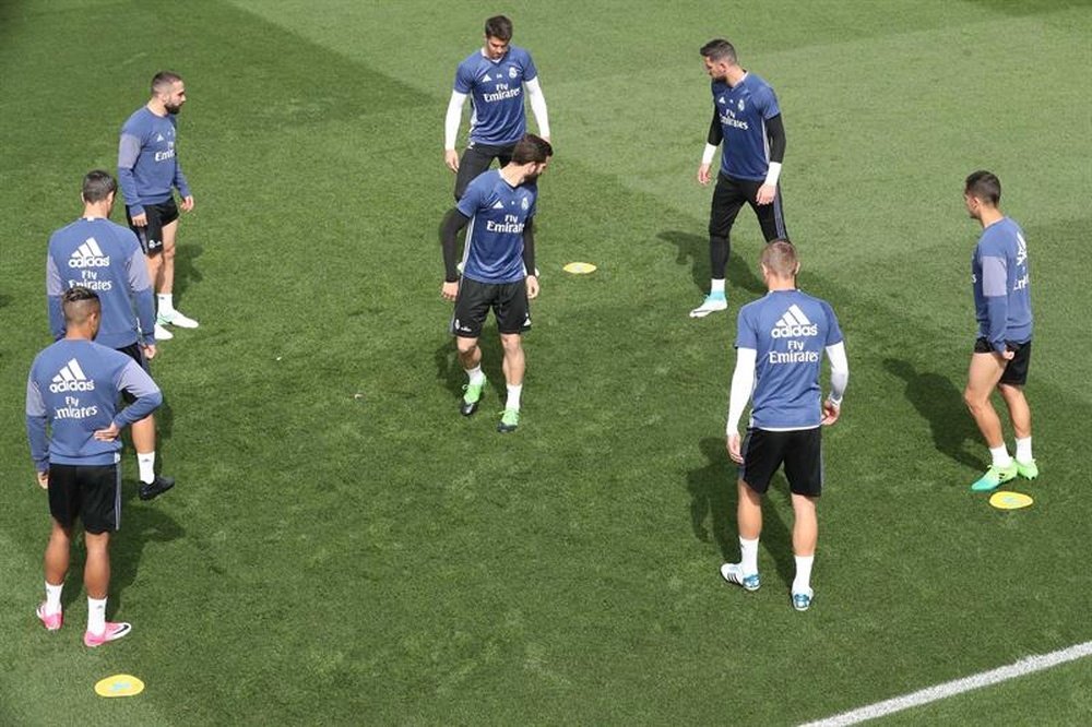 El Madrid ha entrenado esta mañana sin Bale, Pepe ni Coentrao. EFE
