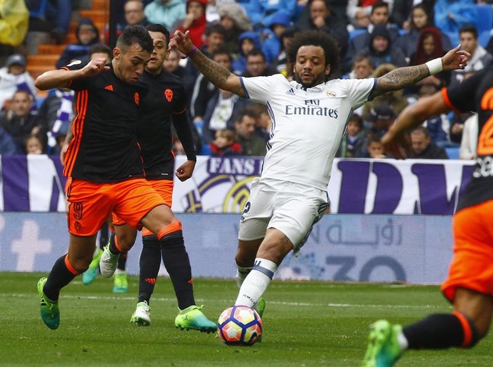 Marcelo scored the late winner against Valencia. EFE