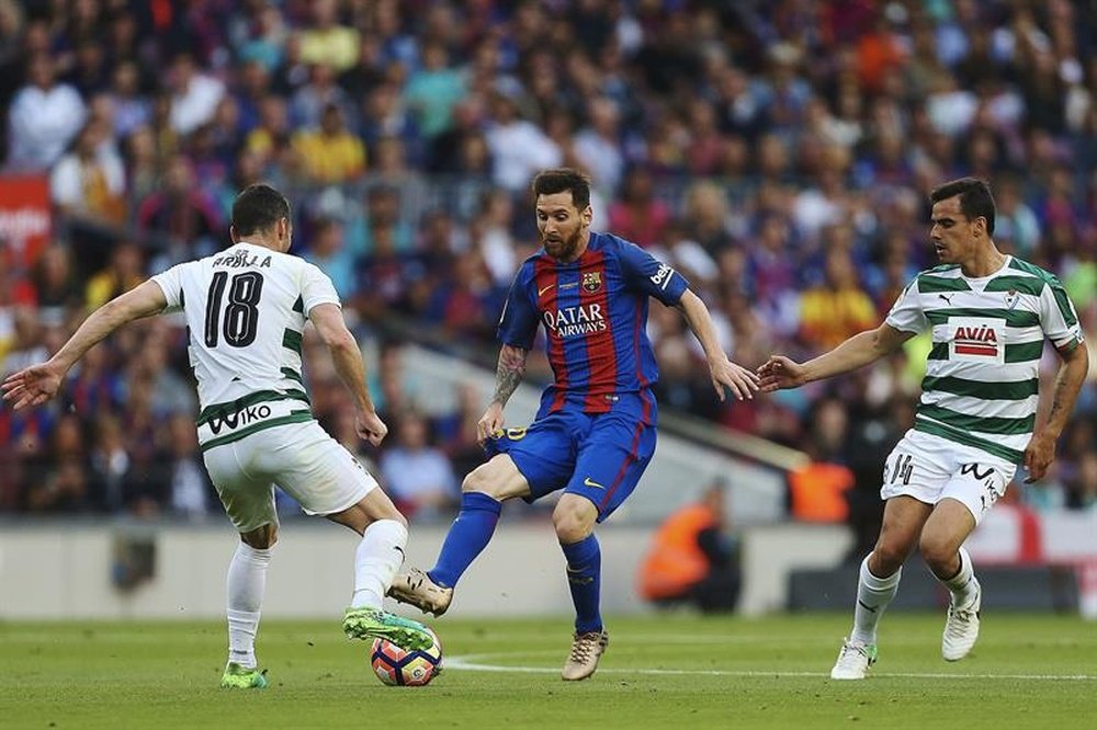 Messi signe un doublé contre Eibar lors de la dernière journée de championnat. EFE