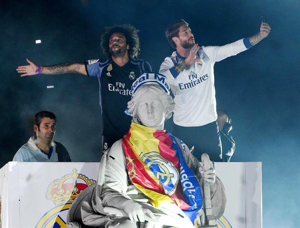Marcelo y Sergio Ramos fueron los grandes protagonistas de la celebración. EFE