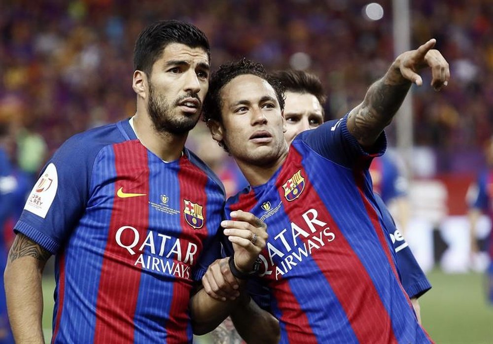 Les joueurs du Barça, Luis Suarez et Neymar lors d'unmatch de Coupe du Roi. EFE