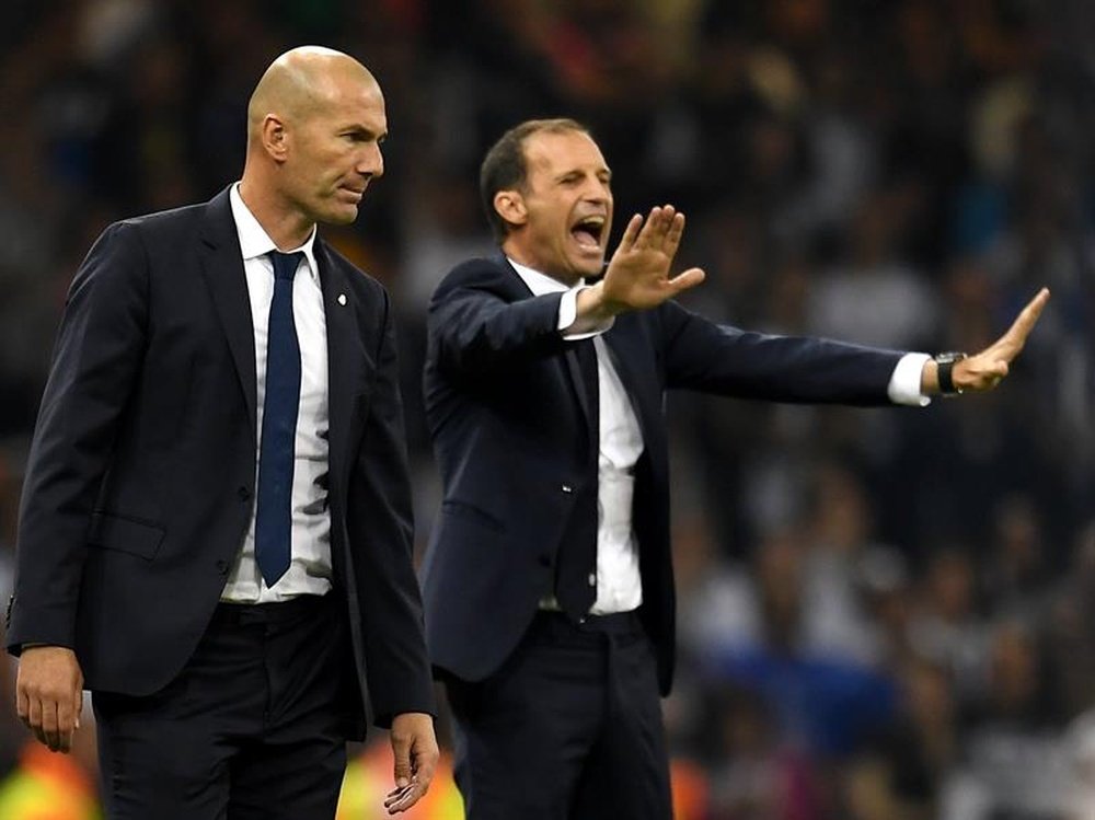Zidane e Allegri ocupam os dois primeiros lugares. EFE/EPA